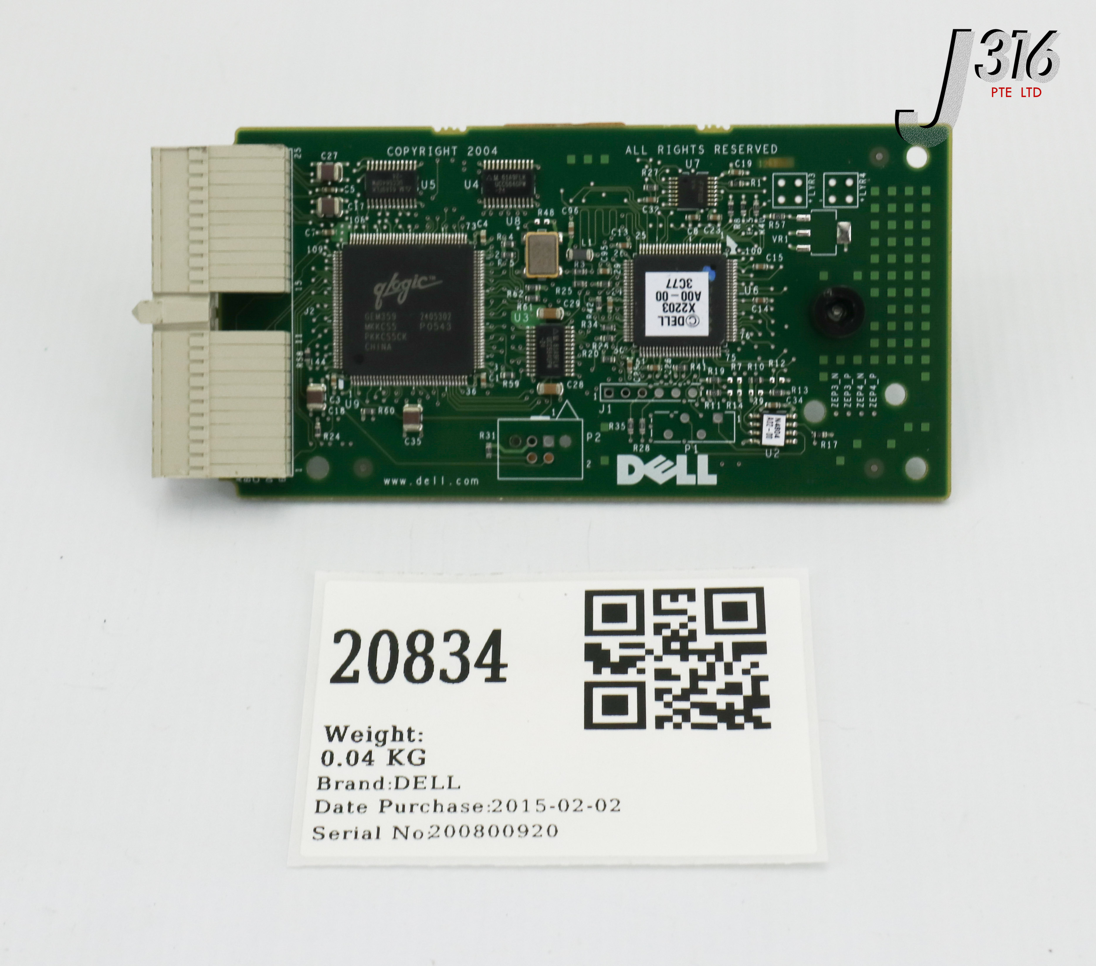 20834 DELL PCB, DAUGHTER BOARD, CN-0JJ366-69702-63L-0482 PWB C1324